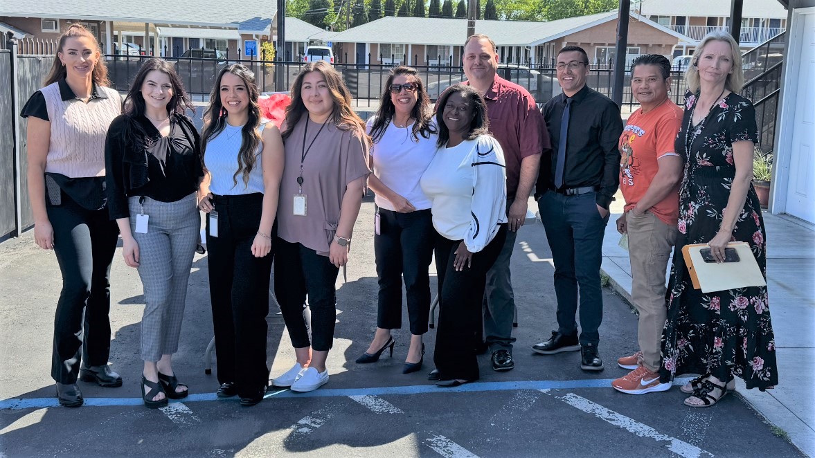 CDCR and FCRP-Stockton staff ready to receive donated clothing.