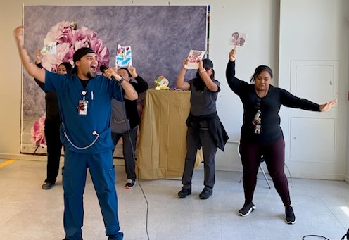 A group performs karaoke at Kern Valley State Prison in Delano.