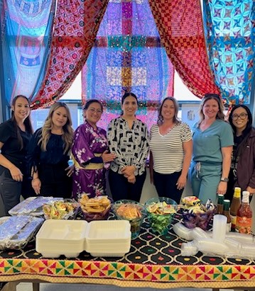 Colorful food table at Kern Valley State Prison in Delano, California, to celebrate National Nurses Week.