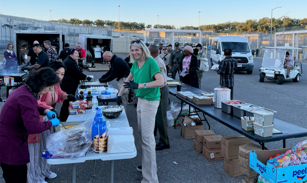 Working on a staff appreciation breakfast at CSP-Sacramento.