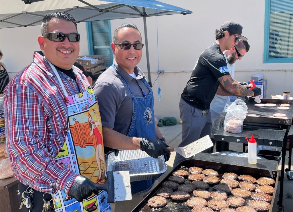 Working the grill at the staff appreciation event at SATF in Corcoran.