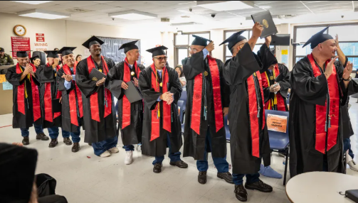 Graduating class of students at Centinela State Prison. (Courtesy of San Diego State University)