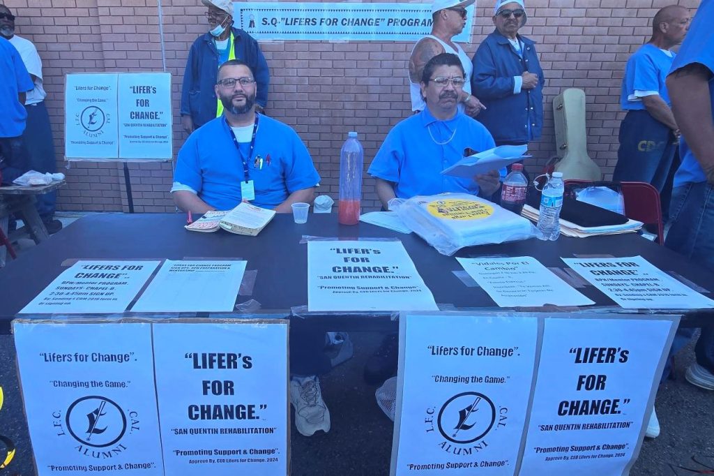 Lifers for Change information table at San Quentin.