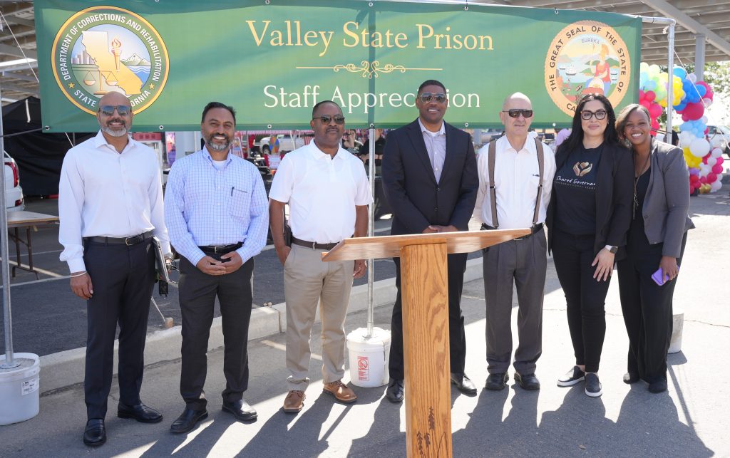 Leadership at the staff wellness fair at Valley State Prison in Chowchilla, California.