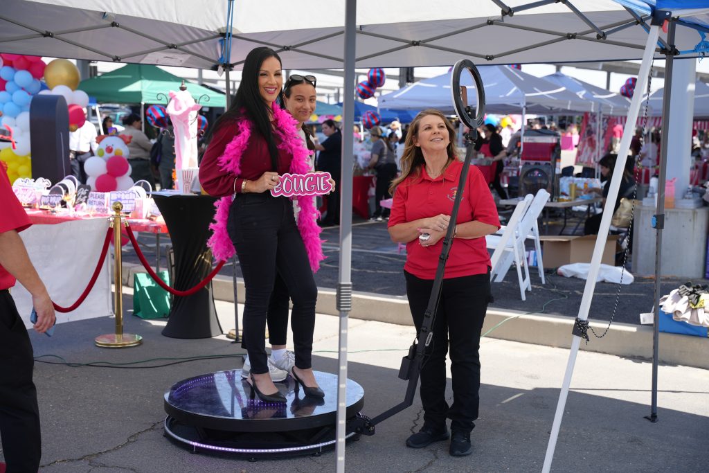Photo booths at the staff wellness fair at Valley State Prison in Chowchilla, California.