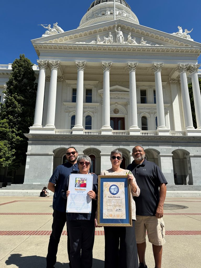 Sonia Edwards and her family at the Assembly
