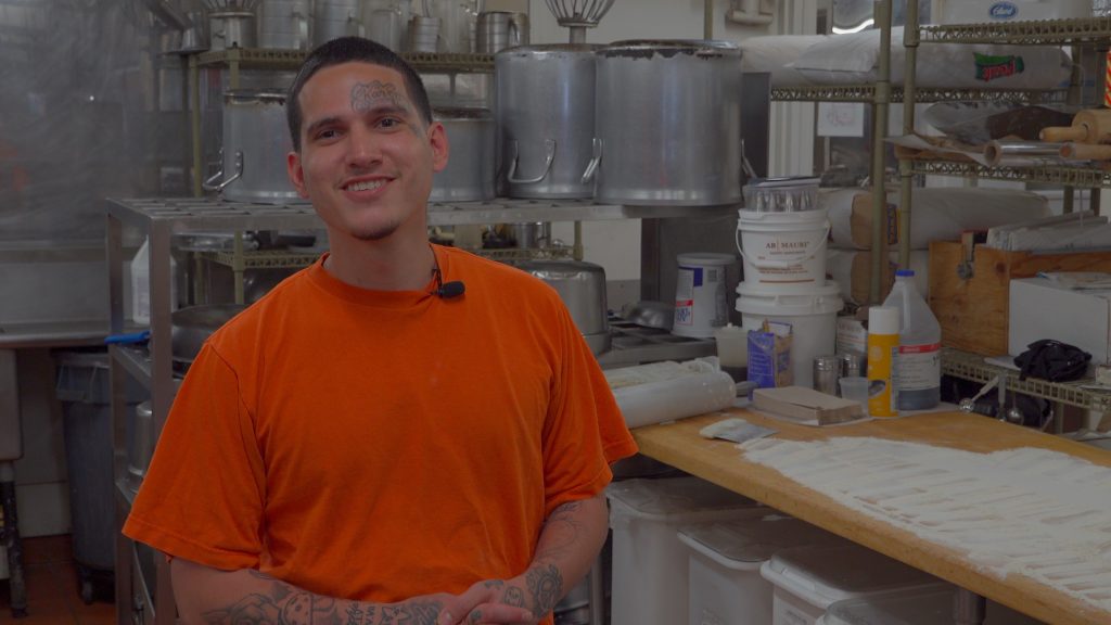 A baker at Ben Lomond camp who appreciates the fresh eggs supplied by the chickens.