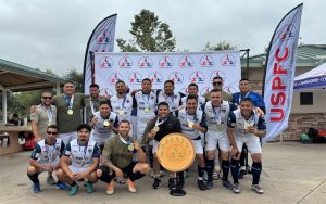 Group photos of Calipatria State Prison outdoor soccer team, Los Rebelz, who took gold in the 2025 US Police and Fire Championships held in San Diego, California.