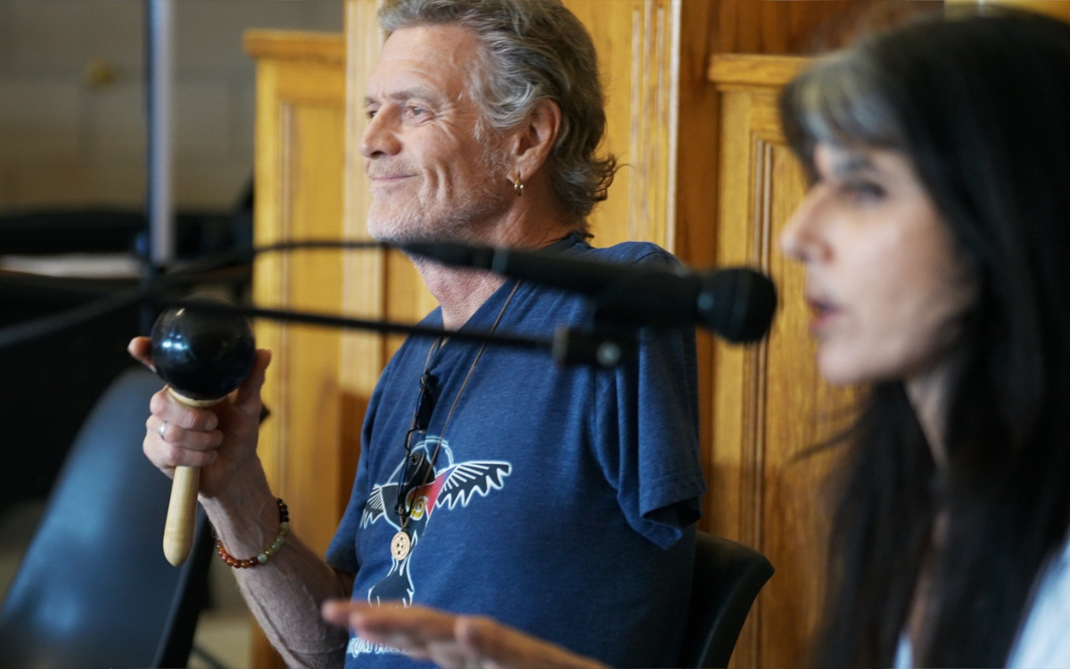 Rick Allen, the drummer for Def Leppard, and Lauren Monroe brought healing and meditation through drums at Central California Women's Facility in Chowchilla.