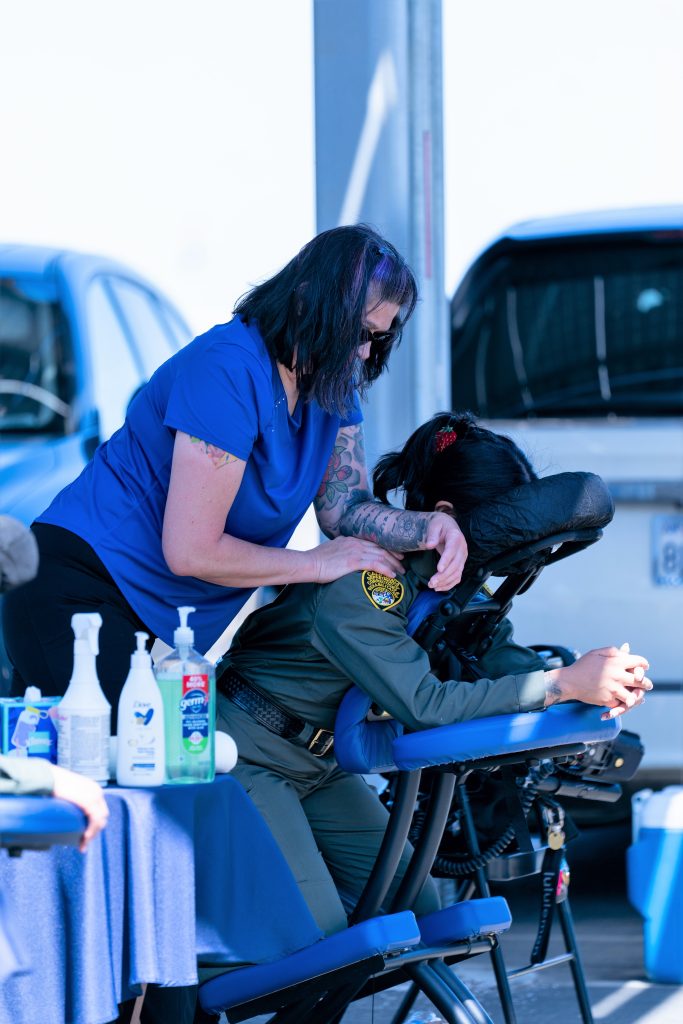 Chair massage at CCWF.