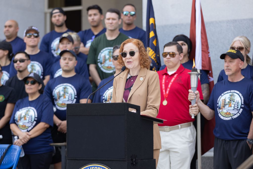 Bowlds speaks at the Capitol ceremony for the Law Enforcement Torch Run.