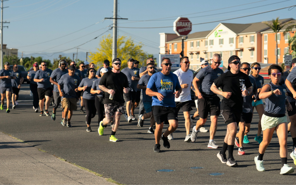 California Rehabilitation Center at Norco staff run in the Law Enforcement Torch Run benefiting Special Olympics Southern California.