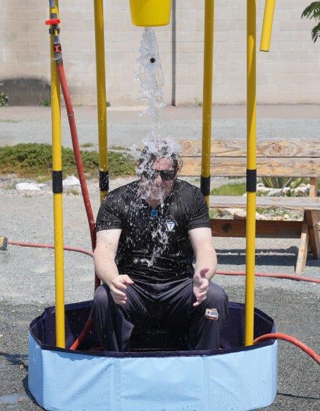 Dunk-tank style game at RJD staff appreciation day.