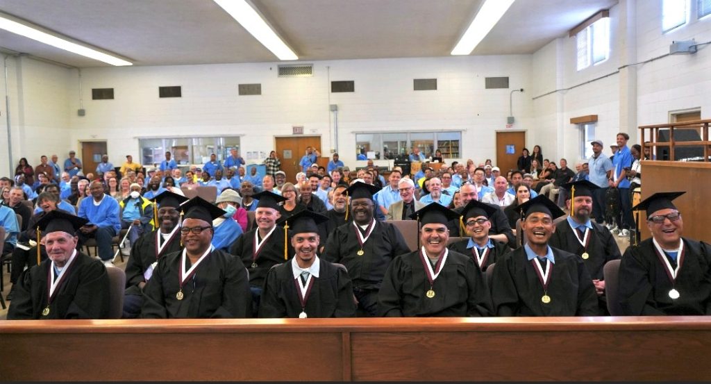 Graduates, guests, incarcerated people and San Quentin staff in Chapel B for the graduation.