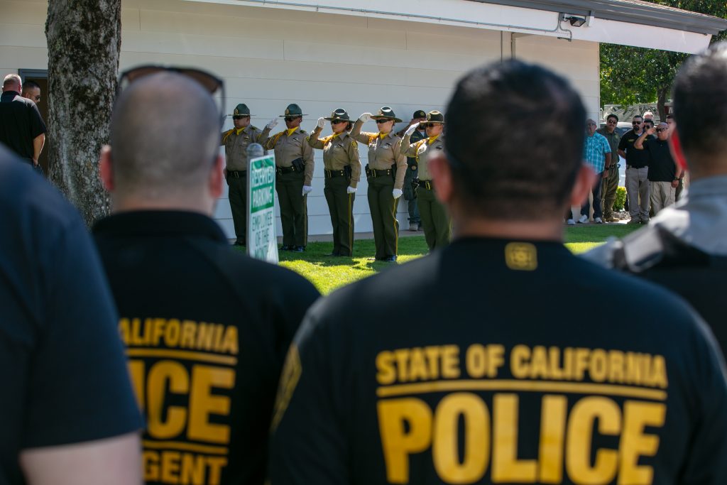 Byrd procession arrives at the funeral home near Sacramento. 