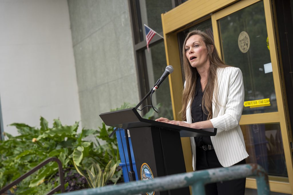 Bryttiney Lincoln, CEO at CIM, speaks at the opening of the first Junior Academy.