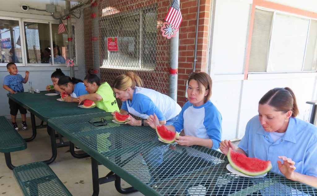 Watermelon eating contest at CIW in Corona. 