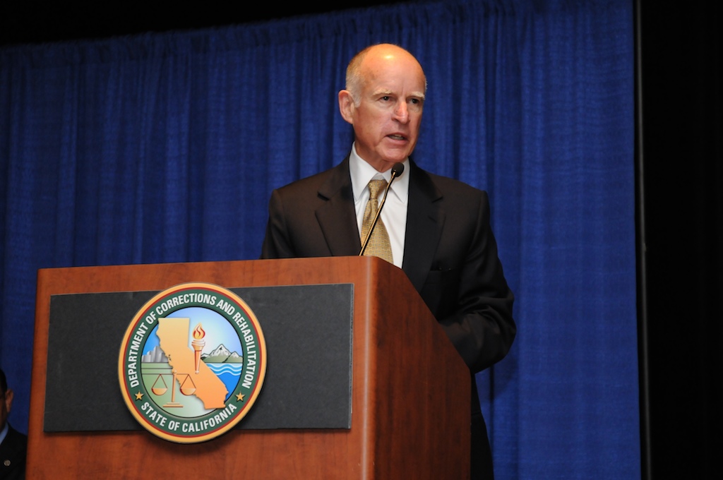 Governor Edmund G. Brown, Jr., addresses the Medal of Valor ceremony in Sacramento.