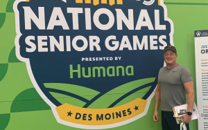 CDCR and CCHCS Nurse Practitioner Brock Sheela at the National Senior Games championship for swimming.