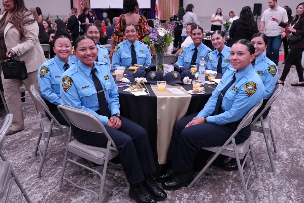 Police academy cadets helped set up the event.