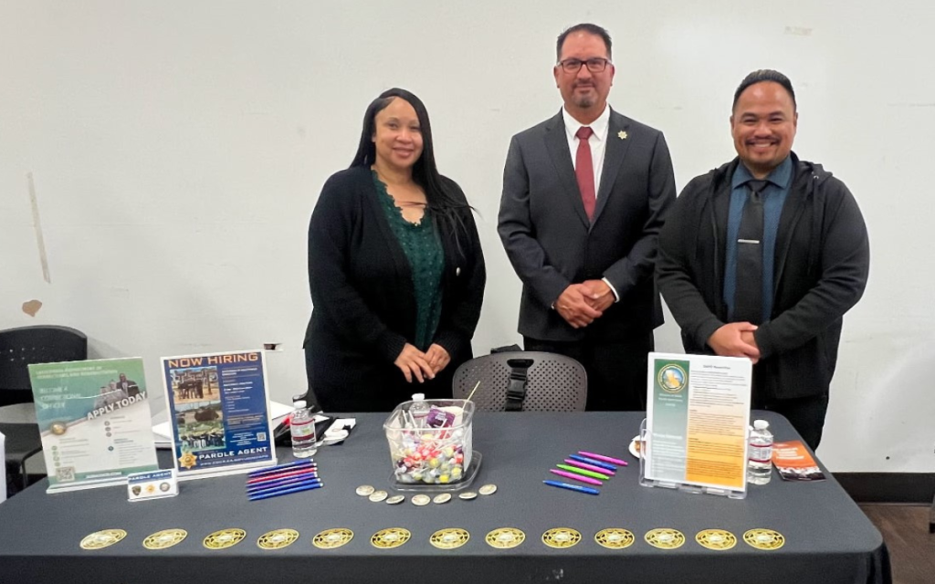 Three parole staff at the reentry event in Los Angeles.