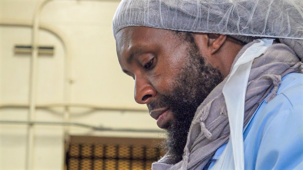 Working in the kitchen to create a dish using hummus at CTF.