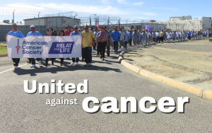 Pleasant Valley State Prison (PVSP) Facility B incarcerated people and staff walk united against cancer for Relay for Life.