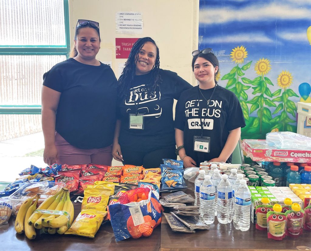 Get on the Bus volunteers at SATF in Corcoran, Calif., July 24, 2025.
