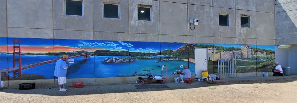 Large mural being painted at CSP-Solano in Vacaville, Calif.