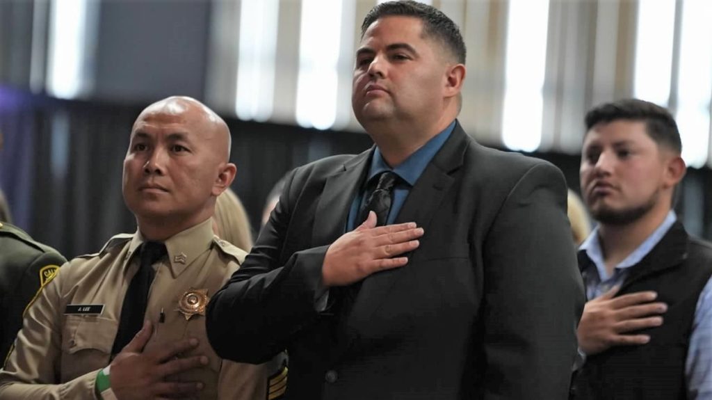 Opening ceremony with hands over hearts, 2025 Medal of Valor.