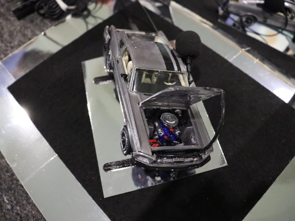 Model car of a Ford Silver Bullet Mustang
