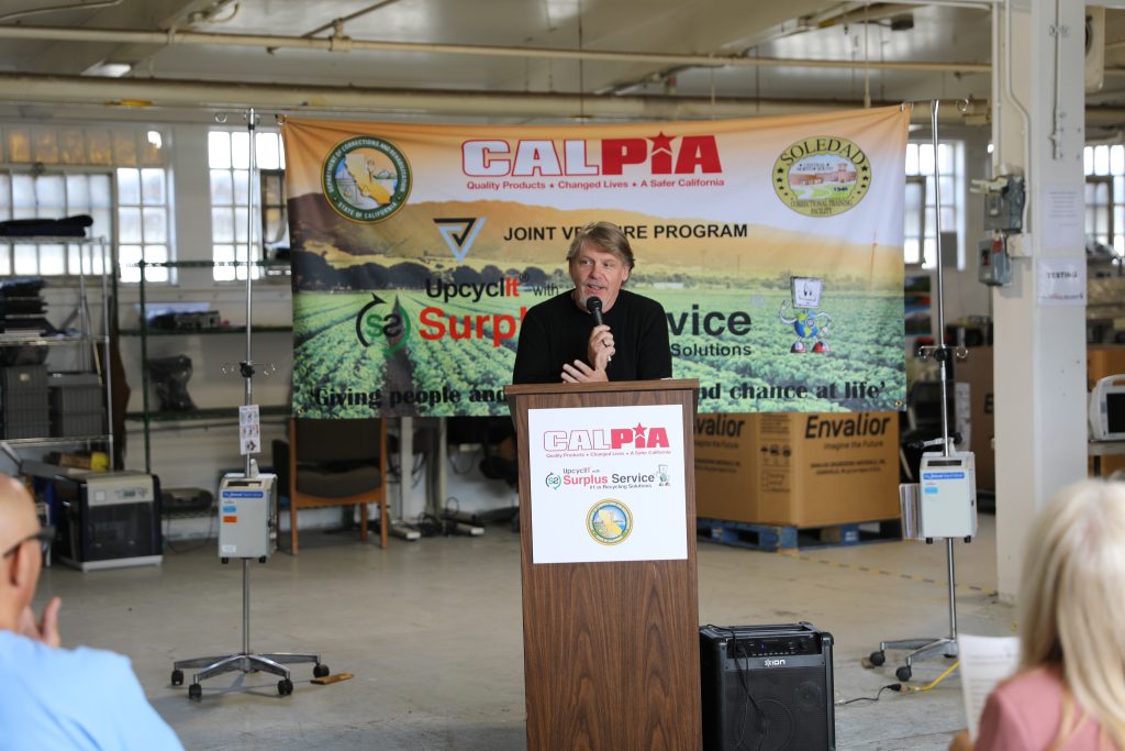 The general manager for CALPIA speaks during the ribbon cutting ceremony at CTF. 