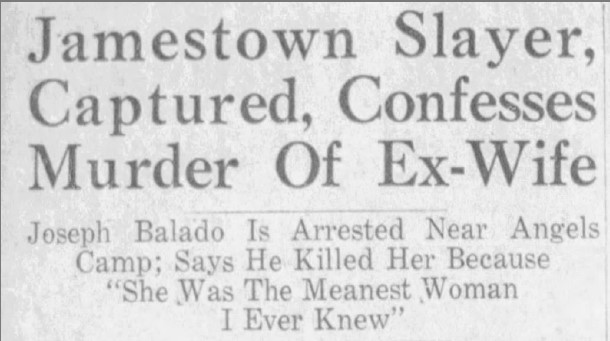 Headline for Joseph Balado, dubbed the Jamestown Slayer.