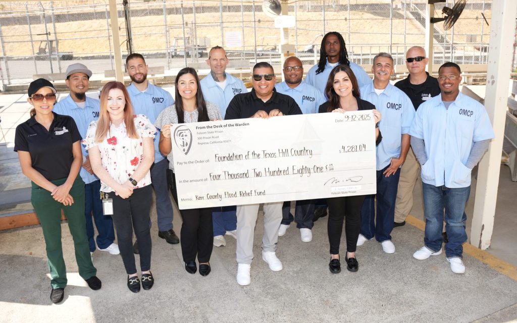 FSP presents donation check for Kerr County, Texas, flood victims.