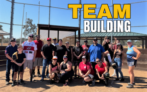 Mule Creek State Prison staff appreciation weekend team building event with a softball tournament group photo.