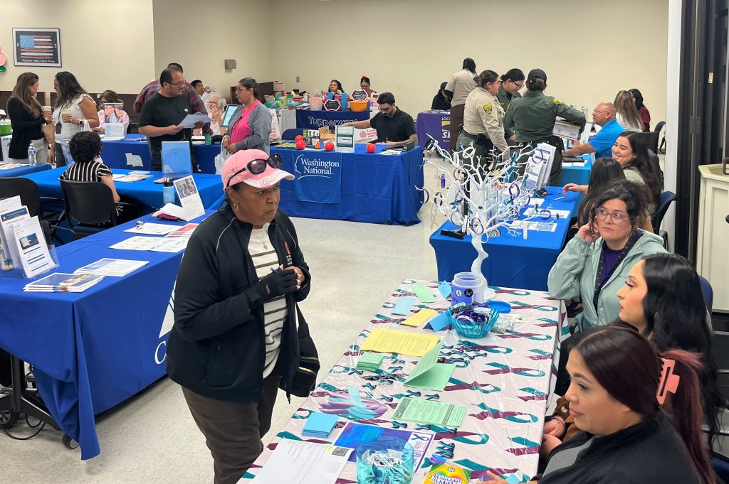 Information booths at a health fair at PVSP.