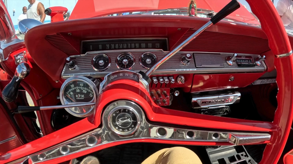 Steering wheel in a lowrider.