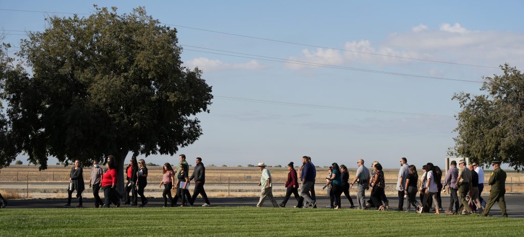 Staff walk in honor of Sept. 11 victims.