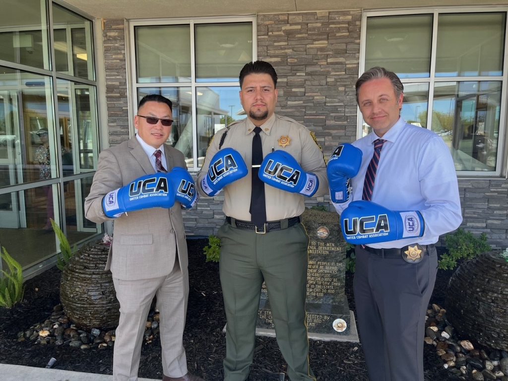 From left to right, Acting Warden Dao Vang, Correctional Sergeant Heriberto Ortiz-Zamora, and Acting Chief Deputy Warden Michael Brown.
