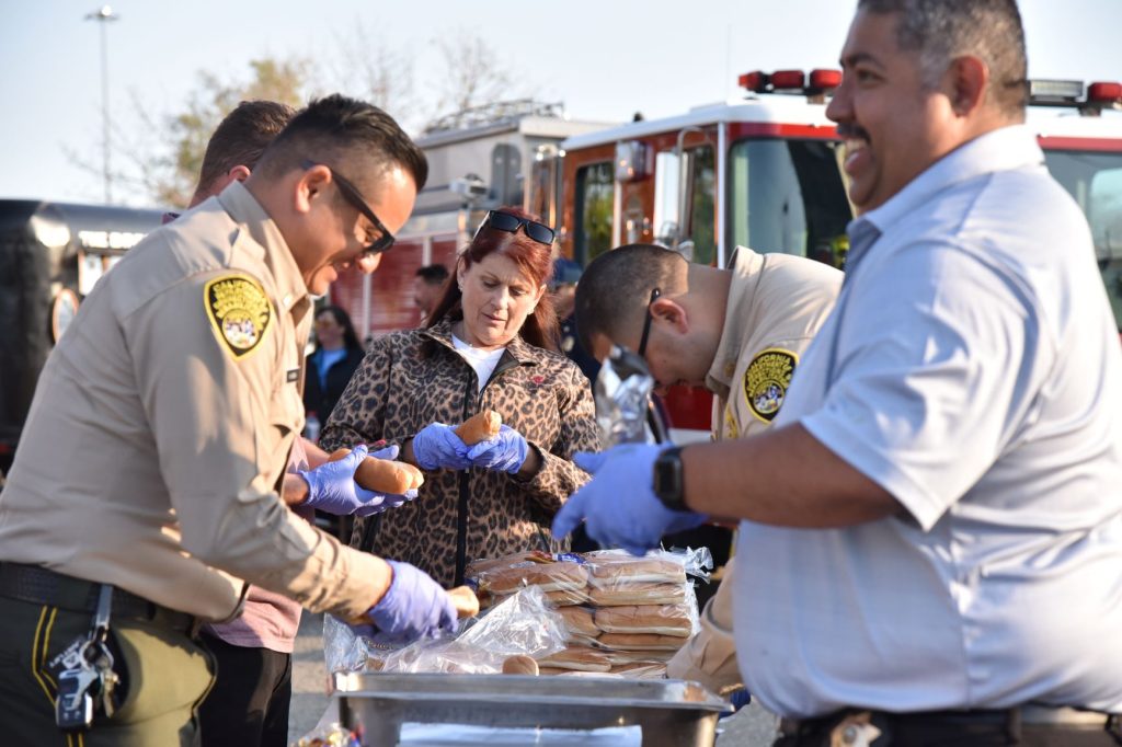 Serving food to staff at Avenal State Prison.