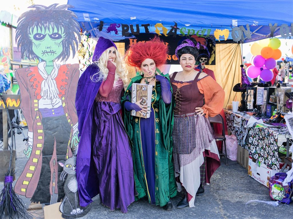 Sanderson Sisters costumes from Hocus Pocus at Centinela State Prison for a staff Halloween festival.