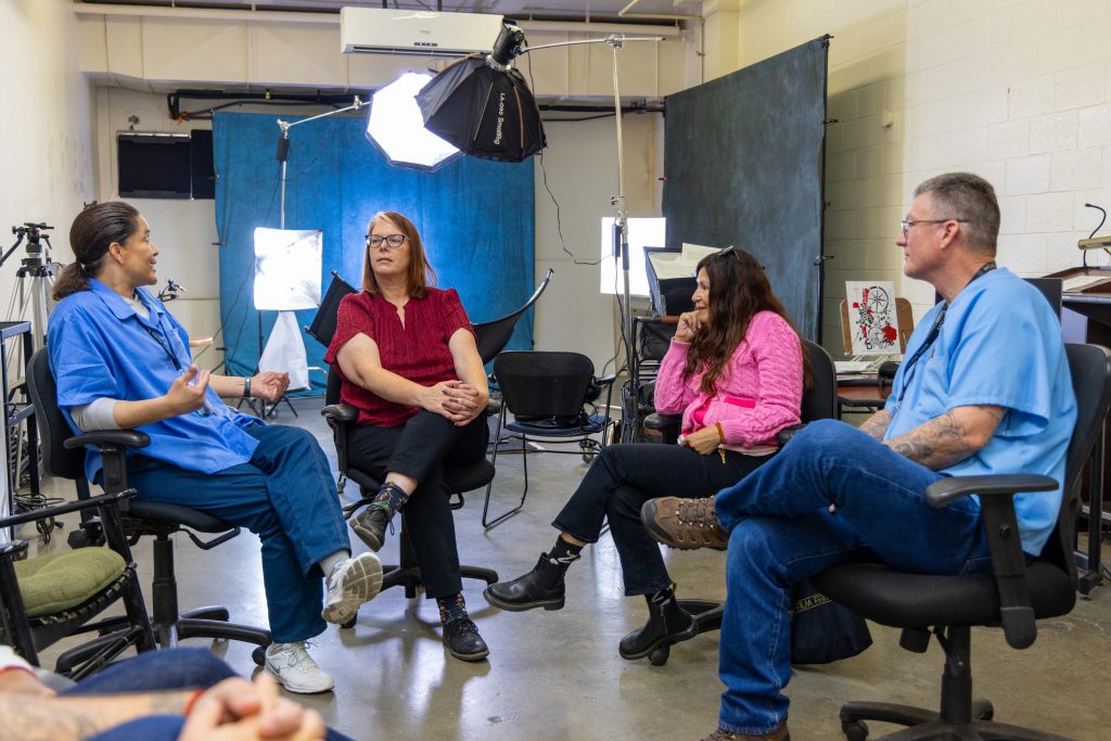 At CMF media program, the San Quentin Film Festival organizers stopped by to offer encouragement and congratulate them on having two of their films screened at this week's festival.