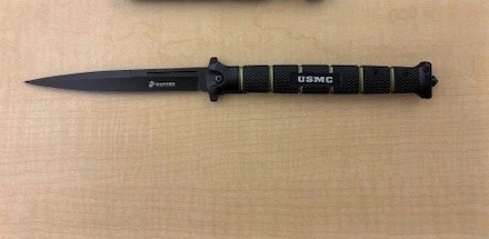 A large knife confiscated during the parole compliance sweep in Oakland, California.