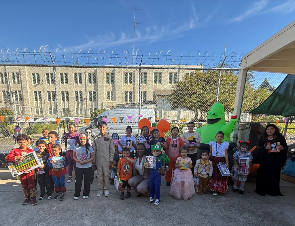 Trick or treaters in costumes