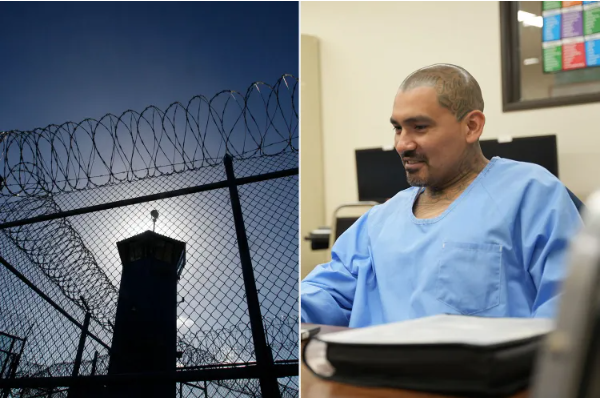 From left: Pelican Bay State Prison and inmate Salvador Jacobo. Credit : Mark Boster/Los Angeles Times via Getty;Tiffany Conover/ Pelican Bay State Prison