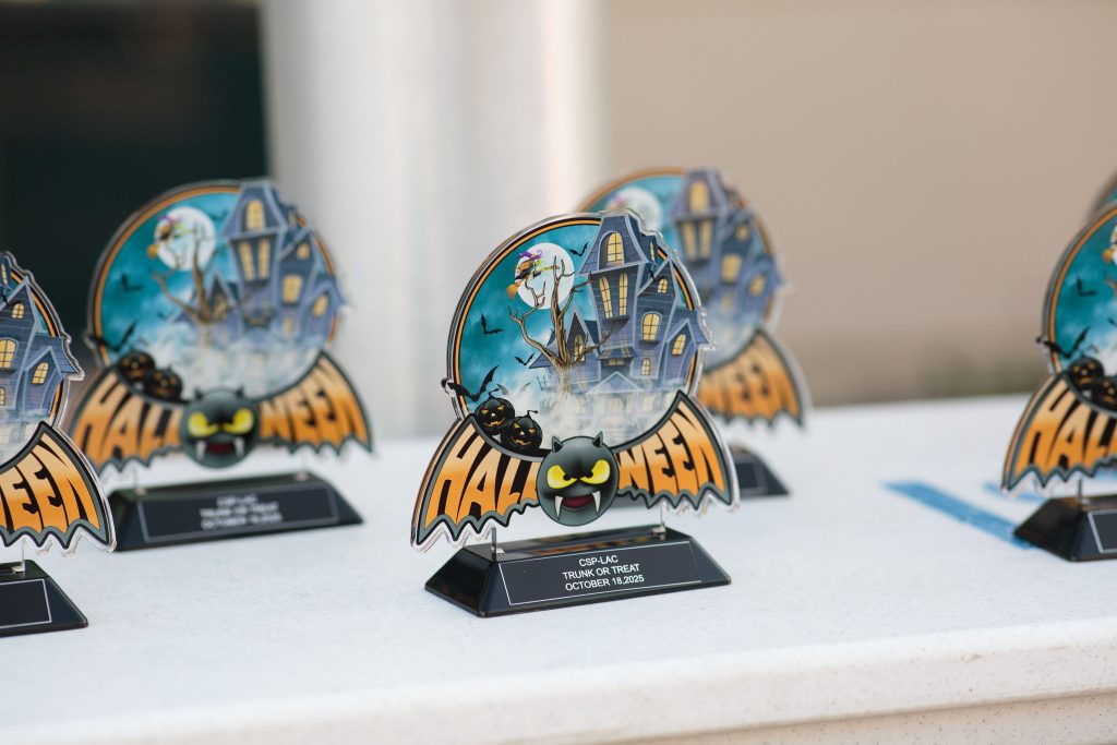 Car show Halloween trophies for staff at CSP-LAC.
