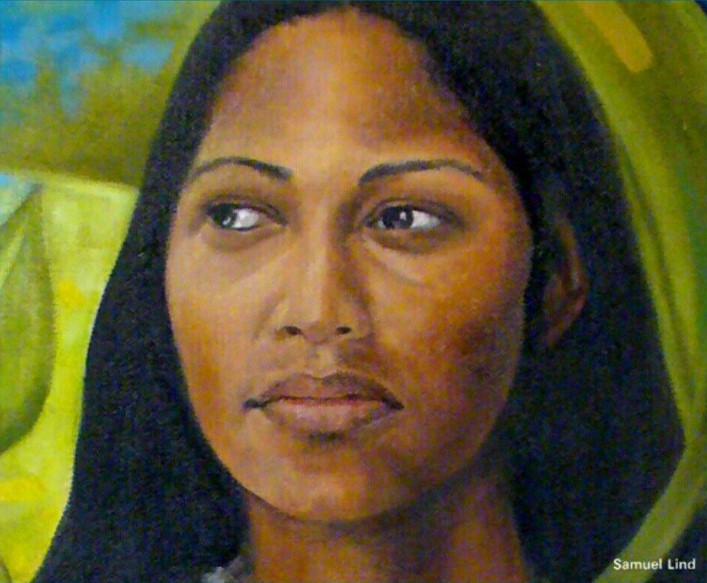 Samuel Lind's painting of Luisa or Yuiza, the last leader of the Taina tribal people of Puerto Rico.