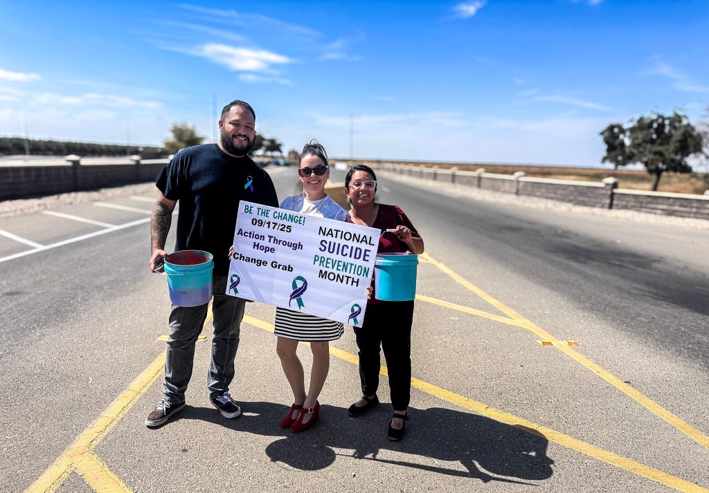 Nick, Nicole, Anallely Change Grab for a mental health organization.