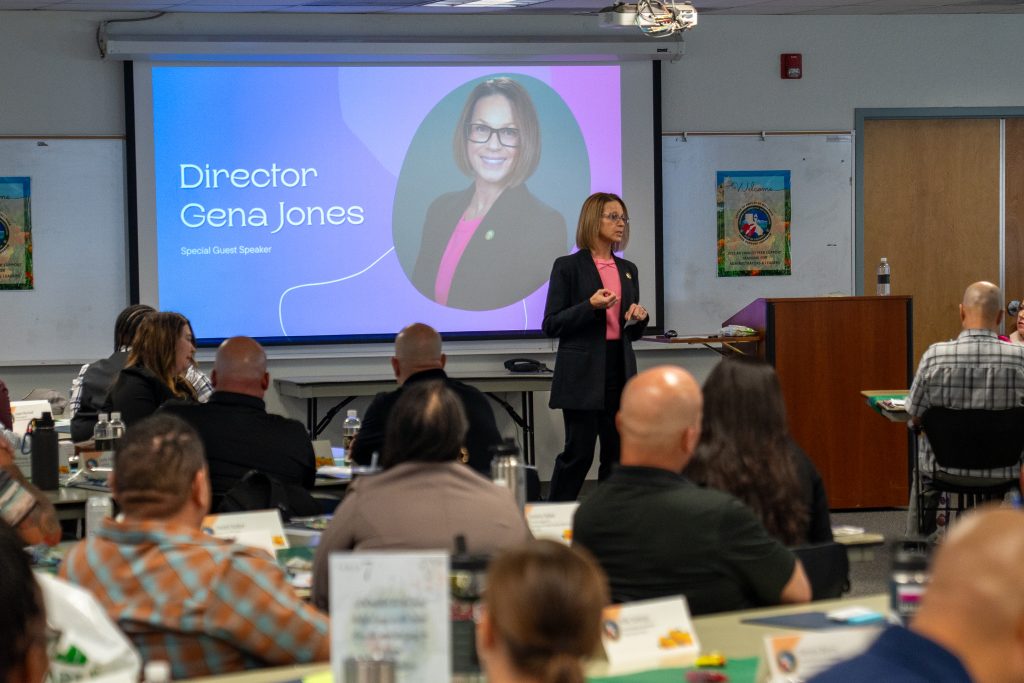Director Gena Jones speaking at the OEW third annual Advanced Training for Peer Support Program volunteers