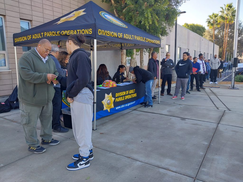 Event attendees at parole booth